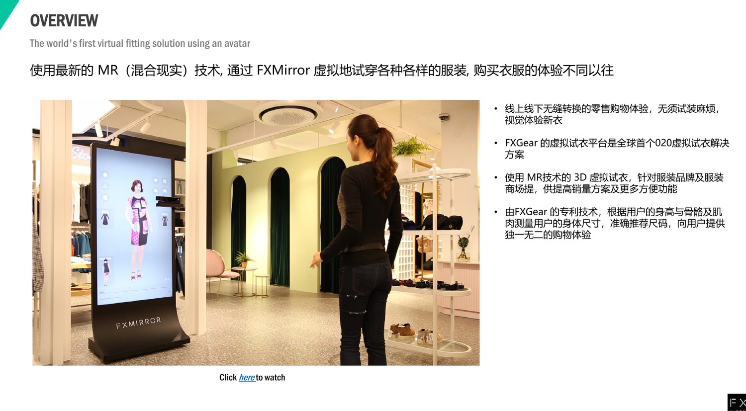 FXMIRROR 虚拟试衣镜在零售门店中的展示画面